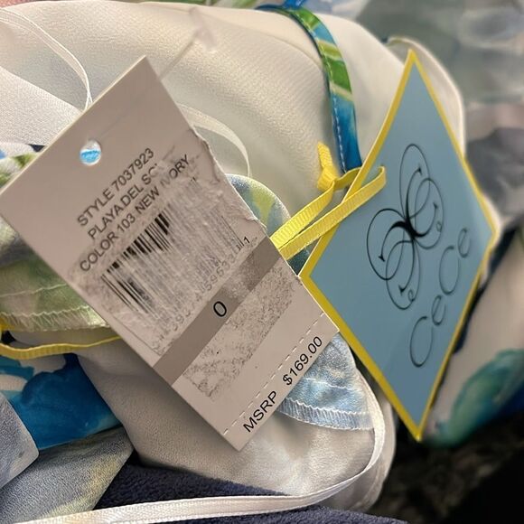 NWT CeCe Floral Ruffle Tier Halter Playa Del Sol Dress 0 - Picture 6 of 6